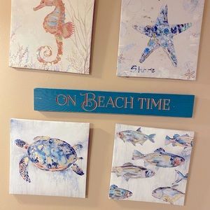 Seaside ocean beach canvas portrait set 🏝